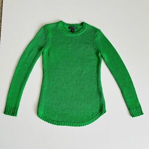 Lauren Ralph Lauren Green Knit Sweater Women's Size XS Long Sleeve Curved Hem